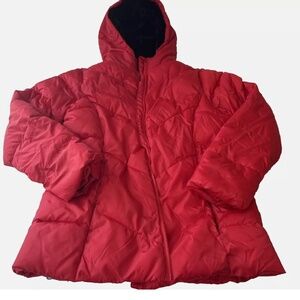 Swiss Tech Puffer Kids Hood Jacket Pockets Red Zip Up Size XXL